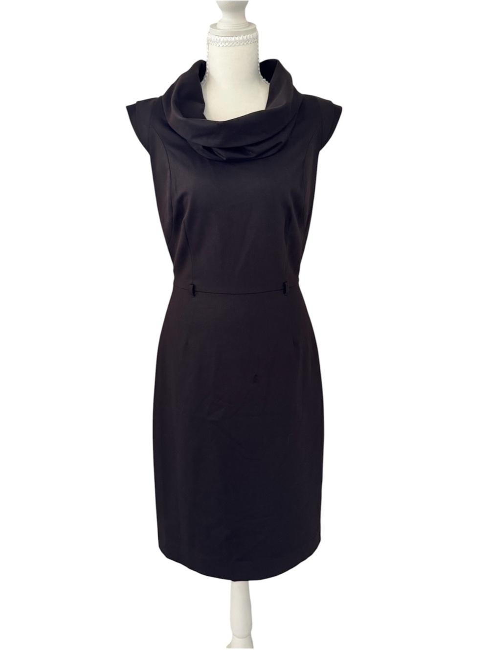 Antonio Melani Cowl Neck Sheath Dress Size 6 Brown Cap Sleeve Lined Midi Career⁠